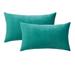 Everly Quinn Set Of 2 Throw Pillow Velvet Cushion Covers Velvet in Green/Blue | 14 H x 20 W x 1 D in | Wayfair A1C5AF50C9D34940BE2590A45FEE6E7C