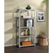 Jurgen Bookshelf with 4 Open Compartment (5 Wooden Shelves, Fixed), Faux Concrete & Silver