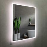 Huron Rectangular Frameless Anti-Fog Wall Bathroom LED Vanity Mirror in Silver