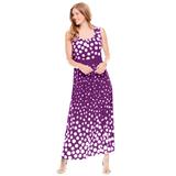 Plus Size Women's Banded-Waist Print Maxi Dress by Woman Within in Plum Purple Ombre Dot (Size 22/24)