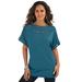 Plus Size Women's Ladder Stitch Tee by Roaman's in Deep Teal (Size L) Shirt