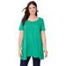 Plus Size Women's Scoopneck Swing Ultimate Tunic by Roaman's in Tropical Emerald (Size 30/32) Long Shirt