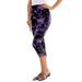 Plus Size Women's Essential Stretch Capri Legging by Roaman's in Vintage Lavender Paint Stroke (Size 38/40) Activewear Workout Yoga Pants