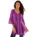 Plus Size Women's Acid Wash Big Shirt by Roaman's in Purple Magenta (Size 36 W)