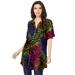 Plus Size Women's Short-Sleeve Angelina Tunic by Roaman's in Multi Mixed Animal (Size 38 W) Long Button Front Shirt