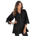 Plus Size Women's Juliet Lace Big Shirt by Roaman's in Black (Size 24 W) Long Shirt Blouse