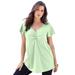 Plus Size Women's Flutter-Sleeve Sweetheart Ultimate Tee by Roaman's in Green Mint (Size 12) Long T-Shirt Top