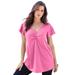 Plus Size Women's Flutter-Sleeve Sweetheart Ultimate Tee by Roaman's in Vintage Rose (Size 42/44) Long T-Shirt Top