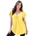 Plus Size Women's Flutter-Sleeve Sweetheart Ultimate Tee by Roaman's in Lemon Mist (Size 42/44) Long T-Shirt Top