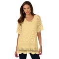 Plus Size Women's French Crochet Sweater by Roaman's in Banana (Size 4X)