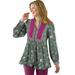 Plus Size Women's Button-Front Mixed Print Tunic by Woman Within in Pine Garden Floral (Size 5X)