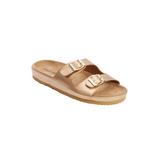 Extra Wide Width Women's The Maxi Slip On Footbed Sandal by Comfortview in Gold (Size 8 1/2 WW)