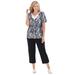 Plus Size Women's 2-Piece Tunic and Capri Set by Woman Within in Black Watercolor Floral (Size M)