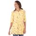 Plus Size Women's Pintucked Tunic Blouse by Woman Within in Banana Airy Floral (Size 5X)