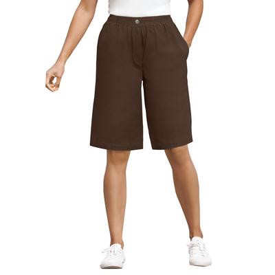 Plus Size Women's 7-Day Elastic-Waist Cotton Denim Short by Woman Within in Chocolate (Size 30 W)