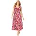 Plus Size Women's Pintucked Sleeveless Dress by Woman Within in Sweet Coral Ditsy Bloom (Size M)