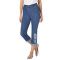 Plus Size Women's Girlfriend Stretch Jean by Woman Within in Medium Stonewash Floral Embroidery (Size 26 T)