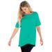 Plus Size Women's Perfect Cuffed Elbow-Sleeve Boat-Neck Tee by Woman Within in Pretty Jade (Size 6X) Shirt