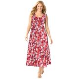 Plus Size Women's Pintucked Sleeveless Dress by Woman Within in Sweet Coral Ditsy Bloom (Size 3X)