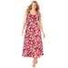 Plus Size Women's Pintucked Sleeveless Dress by Woman Within in Sweet Coral Ditsy Bloom (Size 3X)