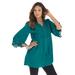 Plus Size Women's Juliet Lace Big Shirt by Roaman's in Tropical Teal (Size 18 W) Long Shirt Blouse