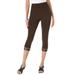 Plus Size Women's Lace-Trim Essential Stretch Capri Legging by Roaman's in Chocolate (Size 12)