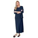 Plus Size Women's Lettuce Trim Knit Jacket Dress by Woman Within in Navy (Size 38/40)