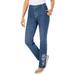 Plus Size Women's Straight-Leg Stretch Jean by Woman Within in Medium Stonewash Floral Embroidery (Size 16 T)