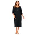 Plus Size Women's Knit T-Shirt Dress by Jessica London in Black (Size 20 W) Stretch Jersey 3/4 Sleeves