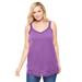 Plus Size Women's Lace-Trim V-Neck Tank by Woman Within in Pretty Violet (Size 22/24) Top