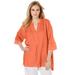 Plus Size Women's Hi-Low Linen Tunic by Jessica London in Tropical Melon (Size 30 W) Long Shirt
