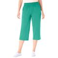 Plus Size Women's Elastic-Waist Knit Capri Pant by Woman Within in Pretty Jade (Size 6X)
