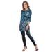 Plus Size Women's Printed Set by Roaman's in Deep Teal Snakeskin (Size 22/24)