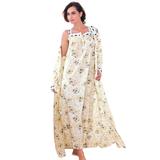 Plus Size Women's Long 2-Piece Cabbage-Rose Peignoir Set by Only Necessities in Yellow Floral (Size L)