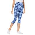 Plus Size Women's Stretch Cotton Printed Capri Legging by Woman Within in Blue Tie-dye (Size 5X)