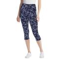 Plus Size Women's Stretch Cotton Printed Capri Legging by Woman Within in Navy Batik Floral (Size 2X)