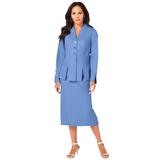 Plus Size Women's Two-Piece Skirt Suit with Shawl-Collar Jacket by Roaman's in French Blue (Size 40 W)