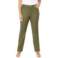 Plus Size Women's Sateen Stretch Pant by Catherines in Olive Green (Size 34 W)