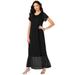 Plus Size Women's Mesh Detail Crewneck Dress by Roaman's in Black (Size 28 W)