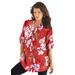 Plus Size Women's English Floral Big Shirt by Roaman's in Antique Strawberry Romantic (Size 28 W) Button Down Tunic Shirt Blouse