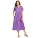 Plus Size Women's Embroidered Lace Bib Knit Dress by Woman Within in Pretty Violet (Size 26/28)