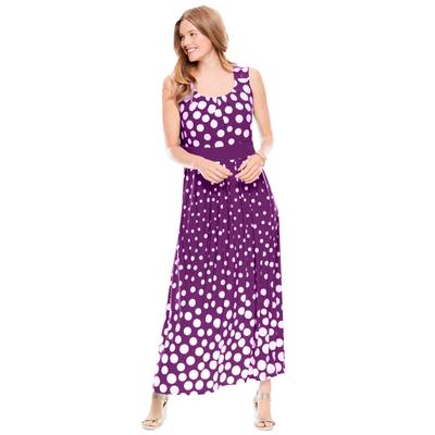 Plus Size Women's Banded-Waist Print Maxi Dress by Woman Within in Plum Purple Ombre Dot (Size 30/32)