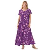 Plus Size Women's Short-Sleeve Crinkle Dress by Woman Within in Plum Purple Patch Floral (Size M)