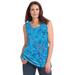 Plus Size Women's Perfect Printed Scoopneck Tank by Woman Within in Pretty Turquoise Paisley (Size 38/40) Top