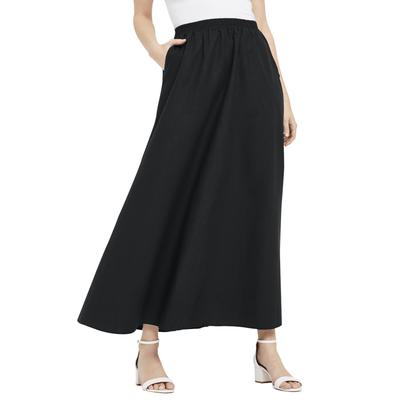 Plus Size Women's Linen Maxi Skirt by Jessica London in Black (Size 12 W)