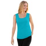 Plus Size Women's Rib Knit Tank by Woman Within in Pretty Turquoise (Size M) Top