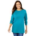 Plus Size Women's Perfect Long-Sleeve Crewneck Tee by Woman Within in Pretty Turquoise (Size 4X) Shirt