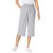 Plus Size Women's Elastic-Waist Knit Capri Pant by Woman Within in Heather Grey (Size 2X)