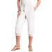 Plus Size Women's Drawstring Soft Knit Capri Pant by Roaman's in White (Size 1X)