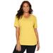 Plus Size Women's Suprema® Crochet V-Neck Tee by Catherines in Canary (Size 4X)